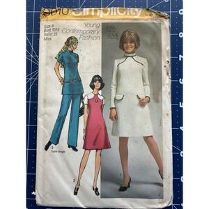 Simplicity Young Contemporary Fashion Pattern 9010 Miss Dress Tunic Pants Sz 8